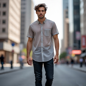 Voir à travers les t-shirts boutonnés chemises sexy de nuit pour hommes voir à travers le col rabattu hommes chemises à boutons hommes - Product Image 4