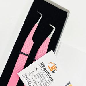 Vente en gros Pince à épiler en acier inoxydable de haute qualité Meilleure vente OEM Pince à épiler d'extension de cils personnalisée et durable - Product Image 2