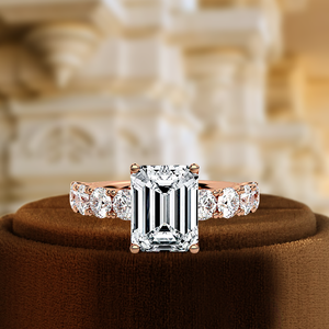 Anillo de compromiso de corte esmeralda con certificado IGI de 1,5 quilates, anillo de bodas de perlas pavimentadas de oro de 14 quilates, regalos cristianos clásicos para fiestas - Product Image 2