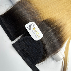 Sun <b>Hair</b> Company Luxury Straight for <b>Blonde</b> Super Double Drawn Remy <b>Clip</b>-<b>in</b> Ponytail Vietnamese Human <b>Hair</b> <b>Extensions</b> - Product Image 3