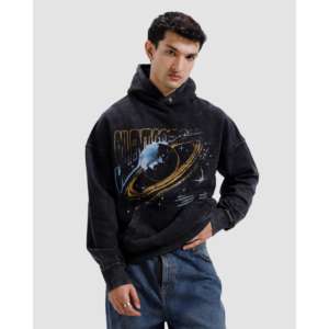 Sweat à capuche Cosmos 100% Coton Lavé, Taille XS, Tissu French Terry 400 g/m², Design vieilli sérigraphié, Techniques de broderie, Uni - Product Image 4