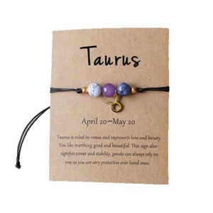 Braccialetti con perline dei 12 segni zodiacali in cristallo curativo, braccialetti astrologici con pietre naturali per chakra, per donna e uomo, stile trendy e alla moda. - Product Image 4