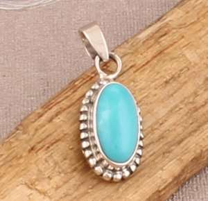 จี้925รูปวงรีสีฟ้าเทอร์ควอยส์ธรรมชาติขนาด9x15มม. จี้เงินแท้ทำมือสำหรับผู้หญิงเครื่องประดับของขวัญ - Product Image 3