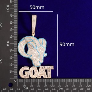 Pendentif animal personnalisé en argent Sterling 925 glacé VVS bijoux Moissanite rappeur Hip Hop diamant pendentif chèvre de luxe - Product Image 2