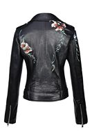 Manteau de style coréen pour femmes, veste en cuir de bonne qualité à manches longues, vestes en cuir véritable brodées pour filles, printemps et automne