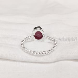 Joyería de piedra en bruto Anillo de mujer Piedra preciosa de rubí crudo natural Piedra natal de Julio Banda de alambre trenzado Anillo de plata esterlina 925 vintage - Product Image 6