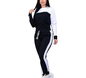 Nueva llegada de las mujeres de invierno sólido corto de algodón sudor traje Slim Fit Streetwear chándal elegante manga larga Running Training - Product Image 1