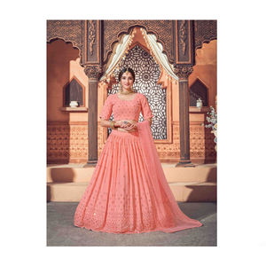 Ropa étnica india de primera calidad Georgette Lehenga Choli con Secuencia y trabajo bordado de exportador indio - Product Image 1