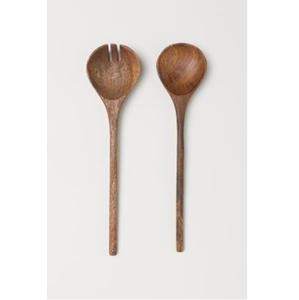 Sustainable Export Quality Mango Enamel Print Wood Salad Server Set Elegant Home Restaurant Tableware for Weddings <b>Flatware</b> - Product Image 6