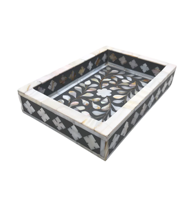 ถาดเสิร์ฟทรงสี่เหลี่ยมฝังเรซินฝังมุกสำหรับบ้านร้านอาหารโรงแรมผลิตภัณฑ์จากอินเดีย - Product Image 1