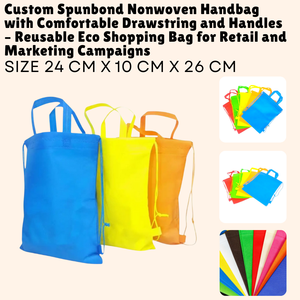 Sac à main non-tissé Spunbond personnalisé avec cordon de serrage confortable et poignées Sac à provisions écologique réutilisable pour la vente au détail et le marketing - Product Image 1