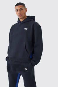 Ensemble de survêtement uni de qualité supérieure pour hommes et femmes, en molleton, avec bande latérale, streetwear, jogging, chaud pour l'hiver, unisexe, en vente - Product Image 2