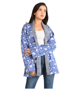 Chaqueta de algodón acolchada bohemia de Invierno para mujer Diseño vintage reversible Cierre de botón floral Bolsillos estampados Longitud corta - Product Image 3