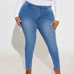 Jeans skinny pour femmes, nouvelle mode décontractée américaine, taille haute, jambe large, denim, prix de gros - Product Image 2