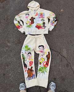 Sweatsuits graphiques personnalisés pour hommes sweat à capuche surdimensionné en éponge française 100% coton 400 500 Gsm - Product Image 1