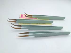 Embouts Plasma or Rose de haute qualité avec pince à épiler d'extension de cils enduits de couleur Meilleure vente pince à épiler de beauté en acier inoxydable - Product Image 3