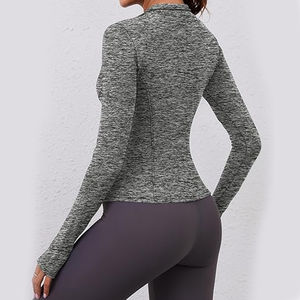 Mujeres Yoga Deportes Abrigo de manga larga Cremallera Apretado Ligero Transpirable Correr Ropa deportiva Chaquetas de yoga - Product Image 4