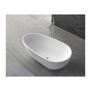 Bañera independiente de mármol fundido para adultos hecha a medida, piedra de remojo tradicional, superficie sólida, bañera independiente para Baño - Product Image 1