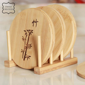 Sous-verres carrés en bois de taille personnalisable pour le dessin et la peinture de bricolage Sous-verres vierges de style classique pour la gravure sur bois - Product Image 3