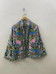 Suzani โบฮีเมียนปักลาย suzani เสื้อแจ็คเก็ตกำมะหยี่แบบโบฮีเมียนปักลายดอกไม้ suzani BOMBER แจ็คเก็ตผู้หญิง - Product Image 6