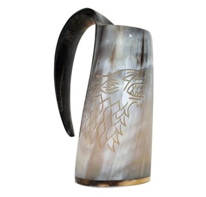 Mug en corne de buffle authentique et écologique, fait à la main, de qualité alimentaire, style médiéval, religieux, Feng Shui, mug à bière animal - Product Image 3