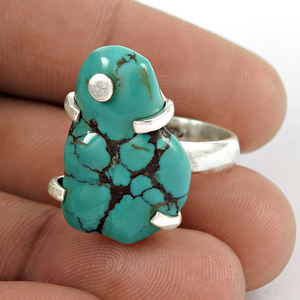 เครื่องประดับอัญมณีเทอร์ควอยซ์ธรรมชาติทำจากเงินสเตอร์ลิง925ผลิตตามสั่งผลิตจากโรงงาน2024เครื่องประดับที่เป็นเอกลักษณ์ของ Boho - Product Image 1