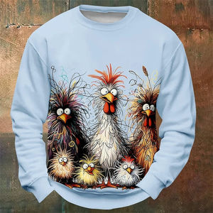 Sudaderas con estampado de pollo divertido para hombre, moda Primavera Otoño, manga larga, jerséis con estampado de animales en 3D, sudaderas holgadas con cuello redondo - Product Image 3