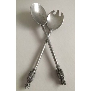 Wholesale Custom Leaf End Design Handle Silver Polished Designer Salad <b>Serving</b> <b>Spoon</b> & Fork Set for Wedding - Product Image 4