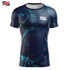 T-shirt de compression pour homme en spandex imprimé par sublimation, à séchage rapide, manches longues, sous-vêtement de sport, course à pied, protection contre les éruptions cutanées - Product Image 3