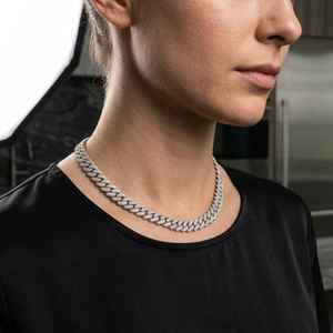 Premium Moissanite Miami Cuban <b>Chain</b> 925 <b>Silver</b> Diamond Cut Finish Hand Set Luxury Unisex Jewelry Bold Fashion Necklace - Product Image 4