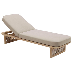 Jardín al aire libre Piscina Silla de playa Muebles Tumbona Madera de teca con cuerda y cojín Diseño minimalista-Tara - Product Image 5