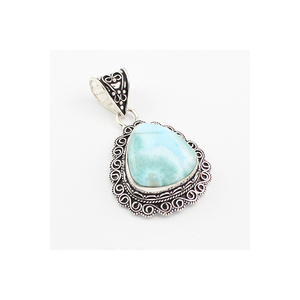 Classique grande poire forme 925 argent Sterling naturel Larimar fait à la main Fine pendentif bijoux de mariage à vendre au meilleur prix - Product Image 5