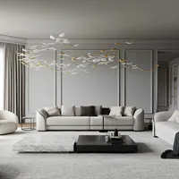 Lustre suspendu en céramique à pétales décoratifs de style moderne, blanc or, pour escaliers et halls