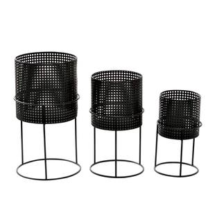 Support de pot de fleurs rond en métal chromé or et noir moderne pour la décoration de la maison et du jardin - Product Image 1