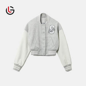 Chaqueta recortada con letras cortavientos para mujer más vendida estilo de punto relleno de algodón con forro de lana - Product Image 2
