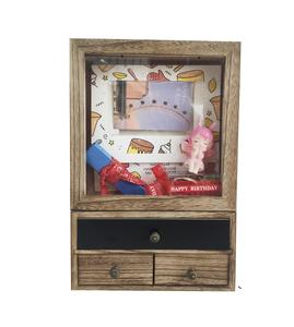 Shadow <b>Box</b> Frame, 3 <b>Removable</b> Drawer Wood Shadow <b>Box</b> Display Case Line Back and Drawer, for Display Pictures - Product Image 1