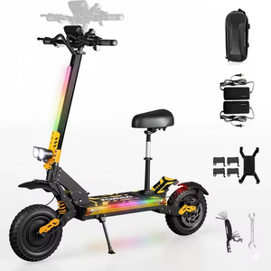 Trottinette électrique à batterie lithium 12V pour adultes, 5600W, double moteur, vitesse maximale 47MPH, pneus tout-terrain de 24 pouces, cadre en aluminium, pliable - Product Image 1