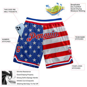 BSCI USA Respirant Adultes Sportswear Personnalisable Royal Red & Blue Basketball Shorts avec Sublimation Impression pour Teamwear - Product Image 5