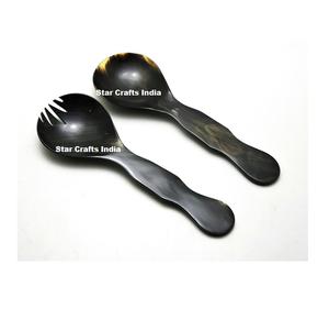 Serveur à salade en corne de luxe unique, fabriqué en Inde, serveurs à salade en corne, type de produit, dernier modèle, serveur à salade en corne naturelle - Product Image 2