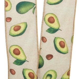 Avocado Faux Linen Wired Ribbon Metallic Grosgrain <b>Burlap</b> for Birthday Wedding Christmas Decorations Available in Spool Type - Product Image 2