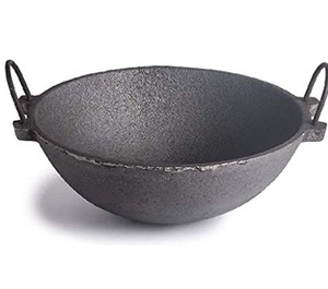 Personalizado sostenible redondeado Kadhai brillante acabado comida cocina equipo Metal Kadhai para uso diario artículo para Cocina - Product Image 1