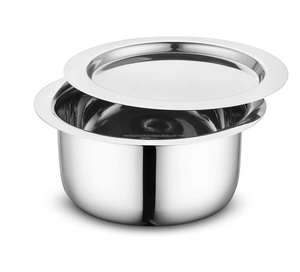 Ensemble de casseroles en acier inoxydable de grande taille 5 litres Patila/Bhagona/Tapeli avec couvercle en acier inoxydable, base à induction, design classique, cuisine à domicile - Product Image 5