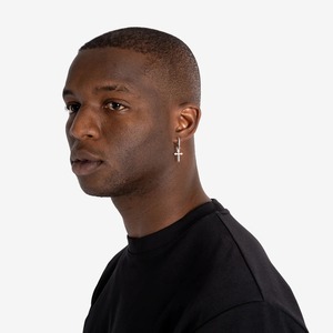 Luxury <b>Silver</b> Cross Dangle <b>Earrings</b> <b>for</b> <b>Men</b> and Women Iced Out Micro Pave Diamond Style Hip Hop Fashion Jewelry - Product Image 2