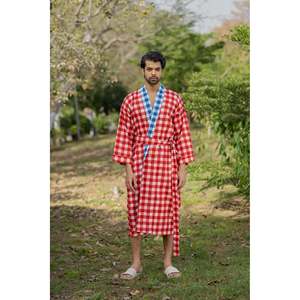 Peignoir Kimono Bohème en Pur Coton pour Homme, Motif Géométrique, Style Haori Japonais, Respirant, Robe de Chambre d'Été, Coupe Décontractée, Ensemble Homme - Product Image 1