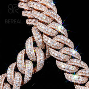 สร้อยคอคิวบาลิงค์แบบฮิปฮอปประดับเพชรโมอิสซาไนต์  งานโรงงานเคลือบทอง 18K เงินแท้ 925  เครื่องประดับผู้ชายสุดหรู - Product Image 2