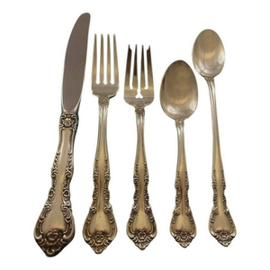 Top Quality Custom Wedding Dinner Brass Matte <b>Silver</b> Luxury Cutlery Set for Hotels Parties - Product Image 4