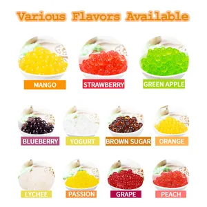 1.2 Kg Green Apple Popping Beads Bubble Tea Fun Toppings For Dessert Shops Halal And Low-Calorie OEM Popping Juice Ball
