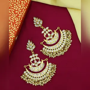 Earrings Meenakari designer colorful beads indian style premium quality jumkha bali hoop earrings for women Earchain earring