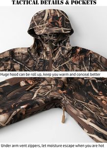 <b>Men's</b> High Quality Waterproof Winter Hunting <b>Jacket</b> Windproof Insulated Front Zip-Up Inner Fleece Tactical Suit Print Pattern - Product Image 5