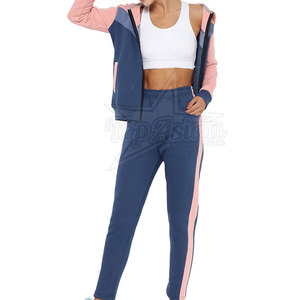 Survêtement en coton avec logo personnalisé pour femmes, tenue décontractée d'hiver à motif solide avec col à capuche, en vente d'usine - Product Image 4